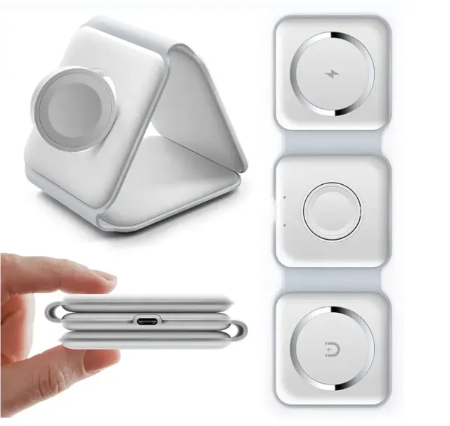 Custom 3 in 1Magnetic Wireless Charger for Iphone 15 14 Watch 15w Fast Charging Dock Station Foldable Stand Wireless Charge