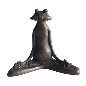 庭の恋人のための瞑想鋳鉄ヨガカエル像手溶接金属工芸品テーブル装飾素晴らしいギフトのアイデア - Product Image 1