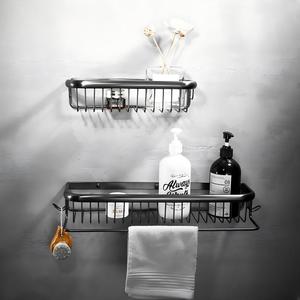 Brushed Gun <strong>Grey</strong> All-copper <strong>Corner</strong> Dual Tier Square Net Basket Bathroom Wall-mounted Shower Room Storage <strong>Shelf</strong> - Product Image 3
