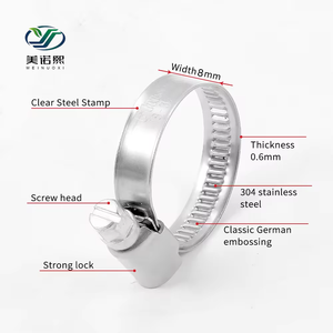 Collier de serrage automobile réglable en acier inoxydable SUS 304 à vis sans fin pour tuyaux en caoutchouc métriques - Product Image 6