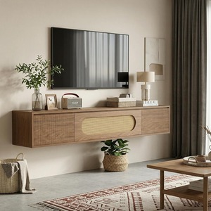 Meuble <span class=keywords><strong>TV</strong></span> <span class=keywords><strong>mural</strong></span> moderne rainuré avec portes rabattables pour salon et chambre à coucher - Product Image 1