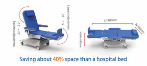 Chaise de dialyse électrique YD-410 pour le don de sang d'hémodialyse chaise d'hôpital de dialyse de perdition quatre moteurs - Product Image 3