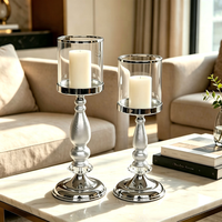 Porte-bougie Hurricane, élégant chandelier à tige haute, bougie pilier en option, taille et finition personnalisables pour table de mariage et décoration intérieure