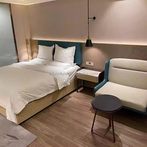 Juego de Dormitorio Doble Moderno y Económico para Apartamento u Hotel, Camas Individuales con Cabecera Acolchada, Mesitas de Noche, Armario, Silla, Escritorio y Consola para TV - Product Image 6