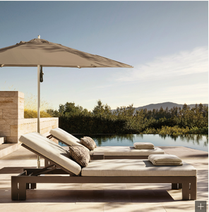 Chaises longues d'extérieur en teck massif de conception moderne artisanale verte avec coussin imperméable pour <span class=keywords><strong>jardin</strong></span>, patio, <span class=keywords><strong>piscine</strong></span>, hôtel - Product Image 4