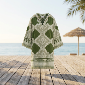<span class=keywords><strong>ZIMMERMANN</strong></span> Mini Abito Boho Verde Stampato con Bordi Sfrangiati, Scollo a V, Maniche Corte, Vestibilità Ampia, Abbigliamento Casual Estivo - Product Image 3