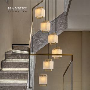 Singolo rame oro pendente in marmo chiaro alabastro lampadari appesi per tavolo da pranzo - Product Image 4