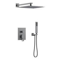 Douche de pluie murale dissimulée en laiton brossé doré à poignée unique, avec mitigeur en céramique, pour salle de bain de villa moderne de luxe