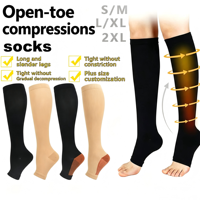 Chaussettes de compression graduée tricotées sur mesure pour jeunes, grande taille, hauteur genou, à bout ouvert, pour la récupération de la circulation et un confort tout au long de la journée