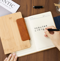 Cahier d'affaires en bois de bambou de qualité supérieure personnalisé gravé bureau bloc-notes Luxe couverture en tissu fermeture magnétique fil cousu thermique
