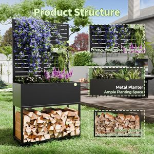 <span class=keywords><strong>Jardinière</strong></span> surélevée <span class=keywords><strong>avec</strong></span> rangement <span class=keywords><strong>en</strong></span> <span class=keywords><strong>bois</strong></span> et roues, <span class=keywords><strong>jardinière</strong></span> <span class=keywords><strong>en</strong></span> métal <span class=keywords><strong>avec</strong></span> treillis, bac à plantes <span class=keywords><strong>avec</strong></span> écran d'intimité pour plantes grimpantes - Product Image 5