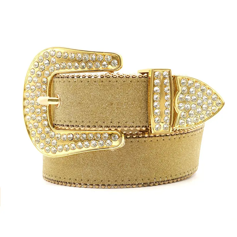 Gold rhinestone rivet belt men's bb Simon belt western denim fashion designer belt