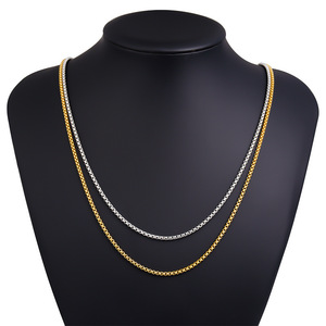 Collar de Cadena Cuadrada de Acero Inoxidable para Hombre, Joyería Moderna de Estilo Hip Hop, Accesorio para Uso Diario, Diseño en Forma de U en Color Dorado y Plateado - Product Image 2