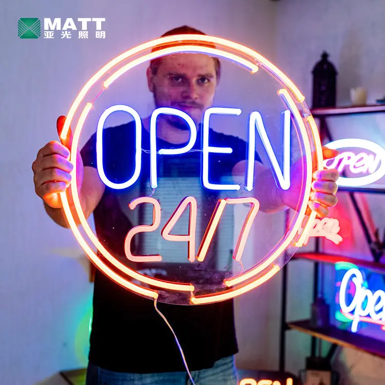 Matt Dropshipping Disesuaikan 24 Jam Mordtertutup Tanda Terbuka Neon untuk Bisnis Toko Bar Toko Restoran Studio