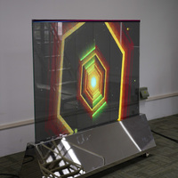 Película LED Holográfica 3D Transparente Flexible P3.91, Pantalla LED Publicitaria, Película de Vidrio LED para Centros Comerciales