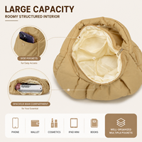 Sac à bandoulière matelassé personnalisé avec logo pour femme, sac hobo en nylon léger, sac fourre-tout demi-lune, sac à main décontracté et tendance