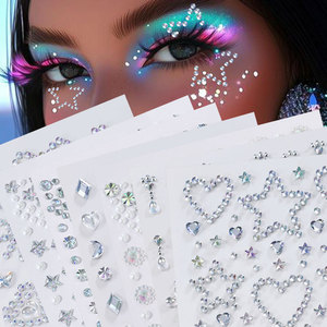 3D simpatiche gemme per il viso autoadesivi per bambini principessa tatuaggio temporaneo scintillante decorazione per il Costume per il trucco cuore/arco/stella - Product Image 2