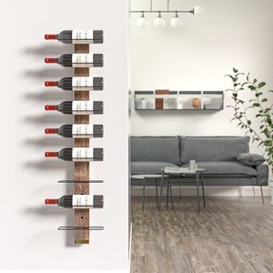 Support de rangement pour vin en bois pour la <span class=keywords><strong>cuisine</strong></span>, <span class=keywords><strong>porte</strong></span>-bouteilles mural en bois de pin et métal - Product Image 2