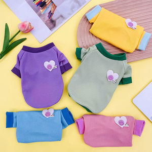 Pull en coton tricoté gaufré pour chien, couleur unie, motif cœur mignon, pour petits chiens, vêtements d'automne - Product Image 1