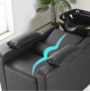 Bacs à shampoing, lavabos et chaises en cuir véritable pour salons de coiffure et de beauté, lits de lavage de cheveux, mobilier de salle de bain - Product Image 5