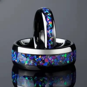 Anello da Uomo in Carburo <span class=keywords><strong>di</strong></span> Tungsteno con Intarsio in Ametista, Fede Nuziale Nera, Gioiello <span class=keywords><strong>Promessa</strong></span> <span class=keywords><strong>di</strong></span> Fidanzamento, Regalo, Larghezza 8MM, Durevole per Uomo, Uso Quotidiano - Product Image 5