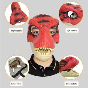 BAIGE Latex Dinosaur Headgear Máscara con boca abierta Mascarada divertida Animal Face Prop para fiesta de Halloween - Product Image 3