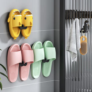 Soporte para zapatillas de baño, gancho de succión montado en la pared, colgador de almacenamiento duradero para drenaje del inodoro, negro, blanco, transparente, paquete de 3 - Product Image 2