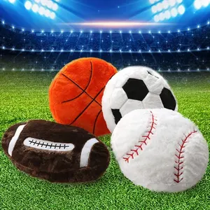 Fluffy Stuffed Ball Toys Plush Rugby Baseball Football Basketball Shaped Cushion Pillow