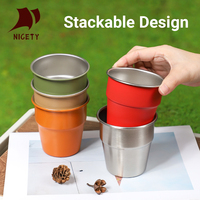 Vasos Apilables de Acero Inoxidable de Colores Surtidos, 300 ml, 10 oz, Vasos Metálicos para Beber, Regalo para Fiestas Familiares