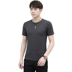 เสื้อยืดแขนสั้นผ้าไหมน้ำแข็งทรงหลวมสำหรับผู้ชาย ดีไซน์แฟชั่นทันสมัย สไตล์ลำลอง รับออกแบบโลโก้ตามสั่ง - Product Image 1
