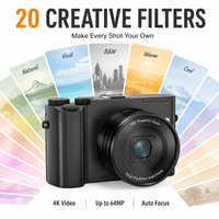 Cámara Digital con Videocámara CE de 64MP, Enfoque Automático, Pantalla CMOS, Fácil Operación para Retratos, Vacaciones, Estudiantes y Fotografía Diaria