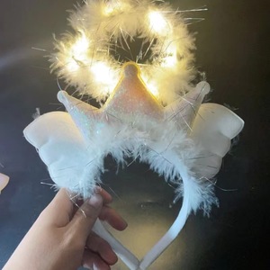 Date fête enfants adulte plume lumière LED ange bandeau de cheveux éclairer couronne bandeau fête des mères Cosplay Costume décorations de fête - Product Image 6
