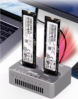Base de Conexión para Disco Duro M.2 NVME, Soporte para Disco Duro de Estado Sólido Móvil de Doble Disco, Compatible con SSD M Key, Clonación Offline, Base de Conexión para SSD M.2 Sata