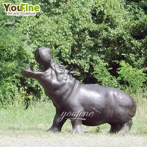 Leben größe Bronze Großen Mund Nilpferd Statue für outdoor