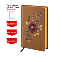 Carnet de notes personnalisé par le fabricant, design marron, divers styles brodés faits à la main, motif floral, pour journal d'étude
