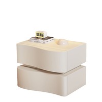 Table de chevet minimaliste italienne avec éclairage LED et 2 tiroirs pour salon et chambre, en panneau de densité écologique