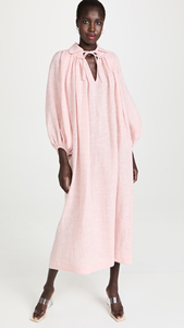 Cotone lino cravatta fiocchino manica lunga <span class=keywords><strong>a</strong></span> <span class=keywords><strong>palloncino</strong></span> Plus Size <span class=keywords><strong>abito</strong></span> Midi - Product Image 4