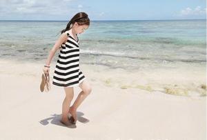 New Design 2016 Summer Clothes for Kids Casual Stripe Beach Dresses - Product Image 3