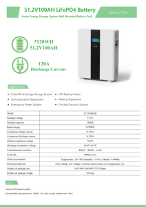 Bateria de Armazenamento de Energia Residencial de Ciclo Profundo 51.2V 100Ah LiFePO4, Sistema de Bateria de Lítio para Armazenamento de Energia Solar com WiFi - Product Image 2