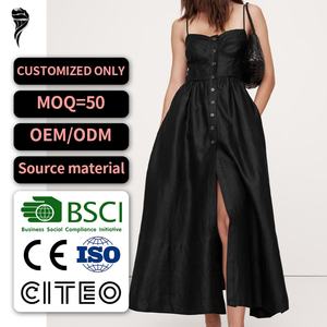 Fabricant de vêtements, robe d'été à bretelles spaghetti personnalisée avec étiquette privée, robe décontractée sexy et modeste pour femme - Product Image 1