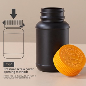 Pot de conditionnement de pilules médical cylindrique économique de 120 cc 225 cc blanc/noir, flacons de compléments vitaminiques - Product Image 2