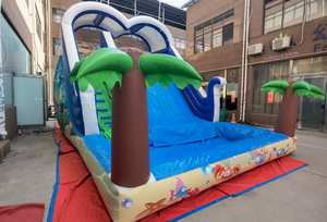 Tobogán Acuático Inflable Comercial de PVC con Palmera y Piscina, Tobogán Tropical - Product Image 5