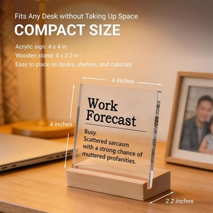 Divertido letrero acrílico portátil para decoración de oficina, pronóstico del tiempo, regalos de broma para compañeros de trabajo, cita sarcástica para el lugar de trabajo - Product Image 2
