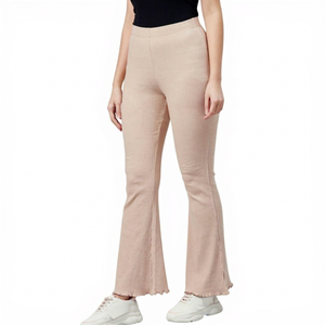 Pantalones acampanados de invierno cómodos para mujer, transpirables, informales, con diseño frontal plano, elásticos, cintura media, personalizables, servicio OEM disponible - Product Image 1