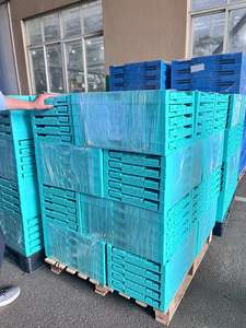 ארגז פלסטיק מתקפל גדול, ממוחזר, ניתן לערום ולקנן, זול, בהתאמה אישית, בצבע כחול, עם מכסה, של חברת הארד קומפני. - Product Image 2