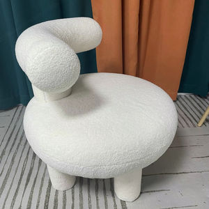 Fauteuil Engel Olga en tissu Teddy moderne et créatif pour chambre à coucher, fauteuil en velours d'agneau pour hôtel - Product Image 2