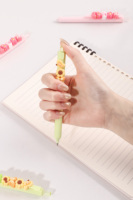 Nouveau design mignon : Stylo en plastique DIY Jenga à motif floral pour enfants et étudiants, écriture 0,5 mm