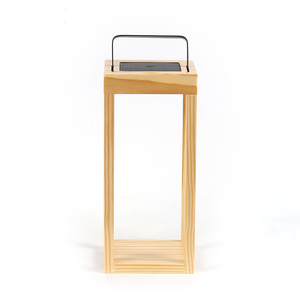 Năng lượng mặt trời ngoài trời Vườn treo đèn Lồng sân sau sàn chiếu sáng LED Pathway chiếu sáng Dễ dàng cài đặt khung gỗ phong cách thiên nhiên - Product Image 2