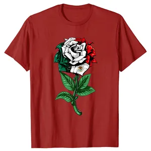 Camiseta de algodão estiramento profissional para uso profissional, blusa de manga curta com estampa de designer de luxo rosa mexicana