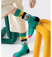 Chaussettes en coton jacquard tricotées à motif dessin animé, personnalisées, pour hommes et femmes, automne-hiver, usage quotidien décontracté, directement de l'usine (OEM)